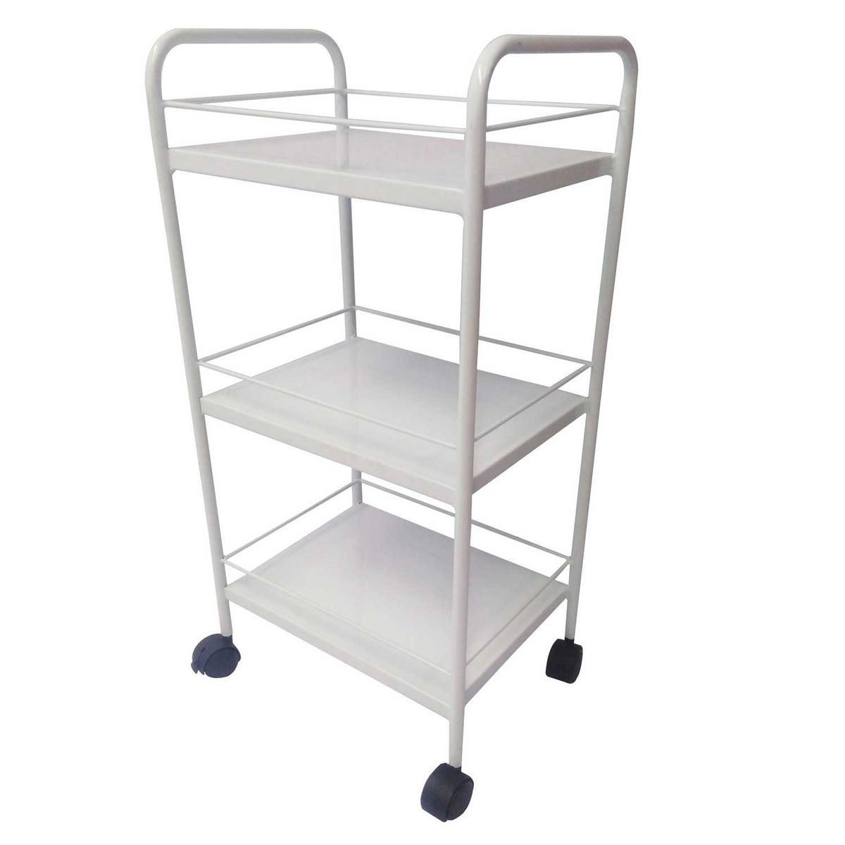 GENERICO - Mesa Auxiliar De 3 Entrepaños Con Rodachines blanca