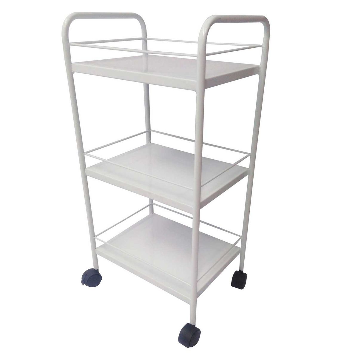 GENERICO - Mesa Auxiliar De 3 Entrepaños Con Rodachines blanca