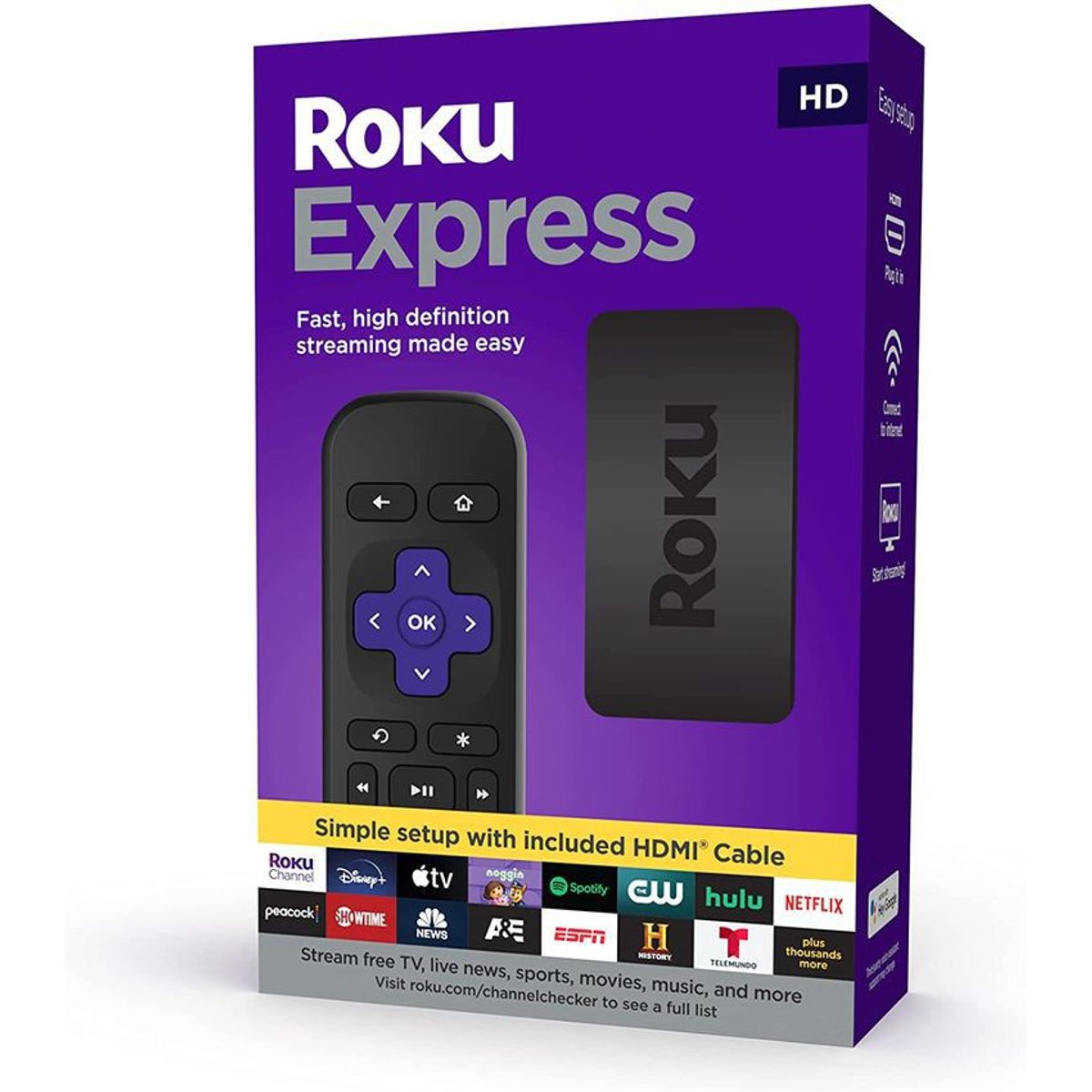 ROKU - Roku express hd streaming media player 2019 smart tv