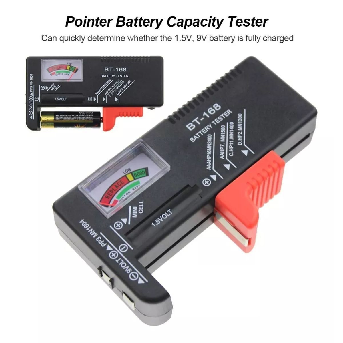 GENERICO - Medidor Capacidad Probador De Pilas Multiple Dc 9v Aa Aaa
