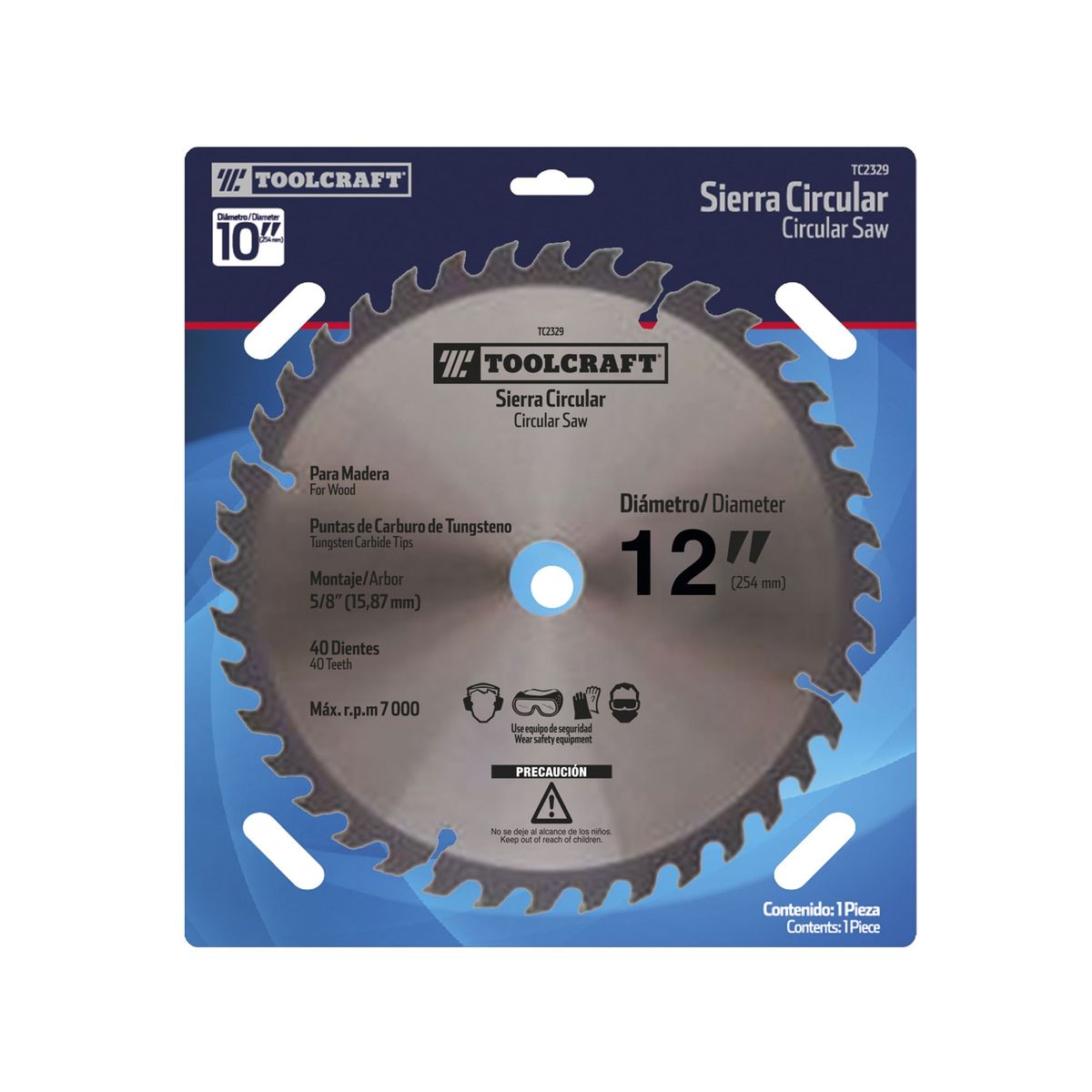 TOOLCRAFT - Disco Sierra Madera 12" Con Eje 1" Toolcraft 40 Dientes