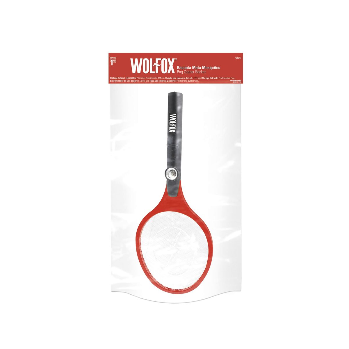 WOLFOX - Raqueta Mata Mosquitos Recargable Wolfox Con Luz Led