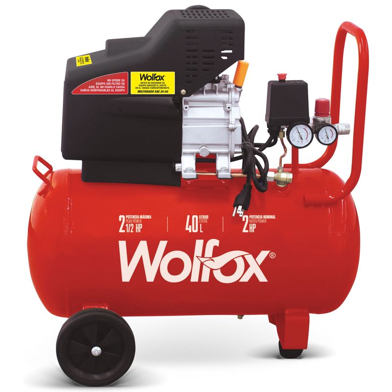 WOLFOX - Compresor De Aire 40 L /Wolfox Lubricado De 2.5 Hp