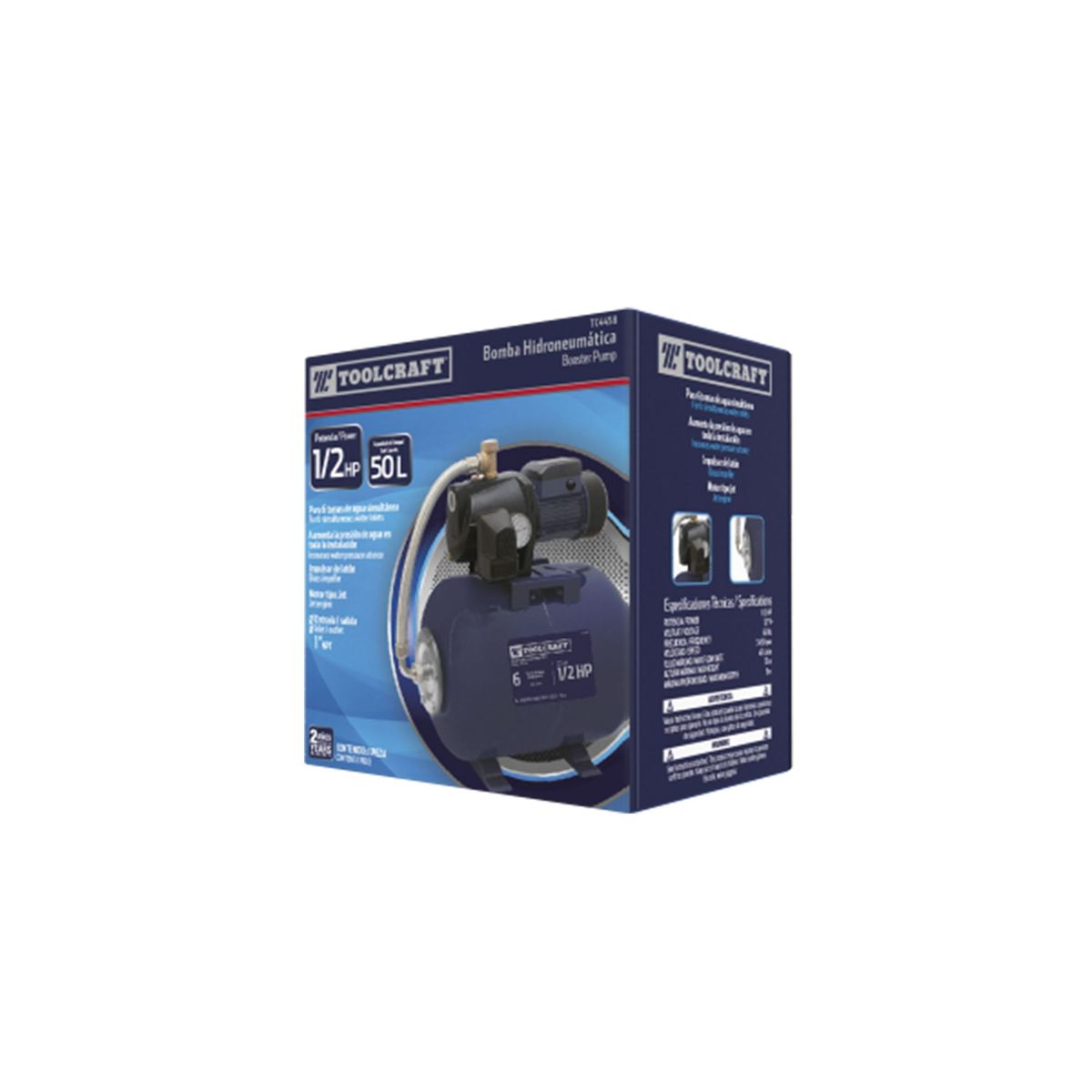 TOOLCRAFT - Bomba Hidroneumática 50 Litros 1/2 Hp Toolcraft 38 Metros