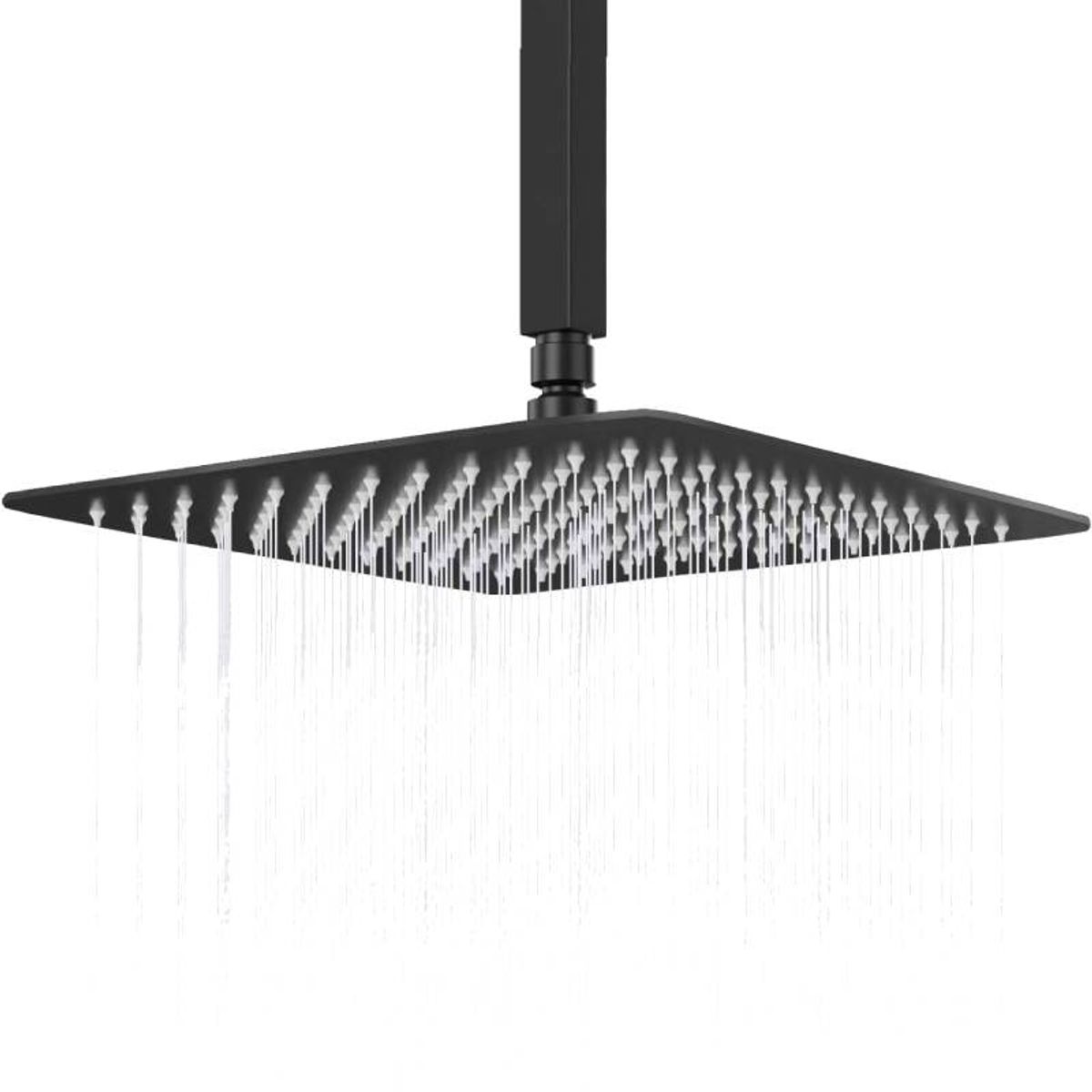 GENERICO - Regadera Para Ducha Color Negro 20cm Acabado Mate-Tubo Techo