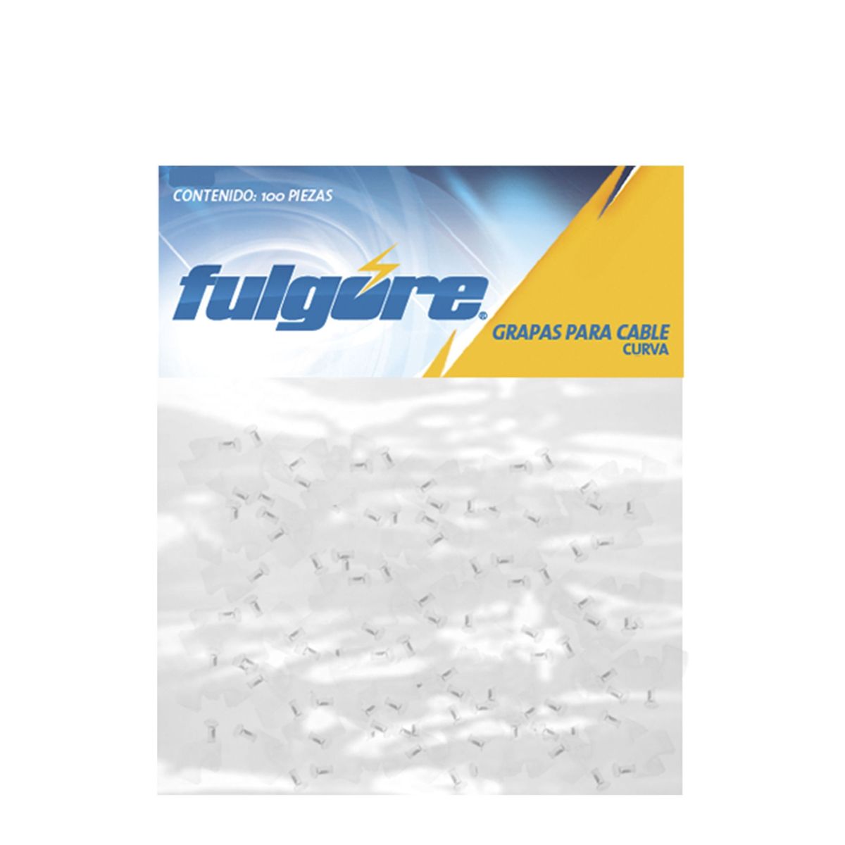 FULGORE - 100 Grapas Para Cable Curvo 10 Mm Fulgore Blanco Con Clavo