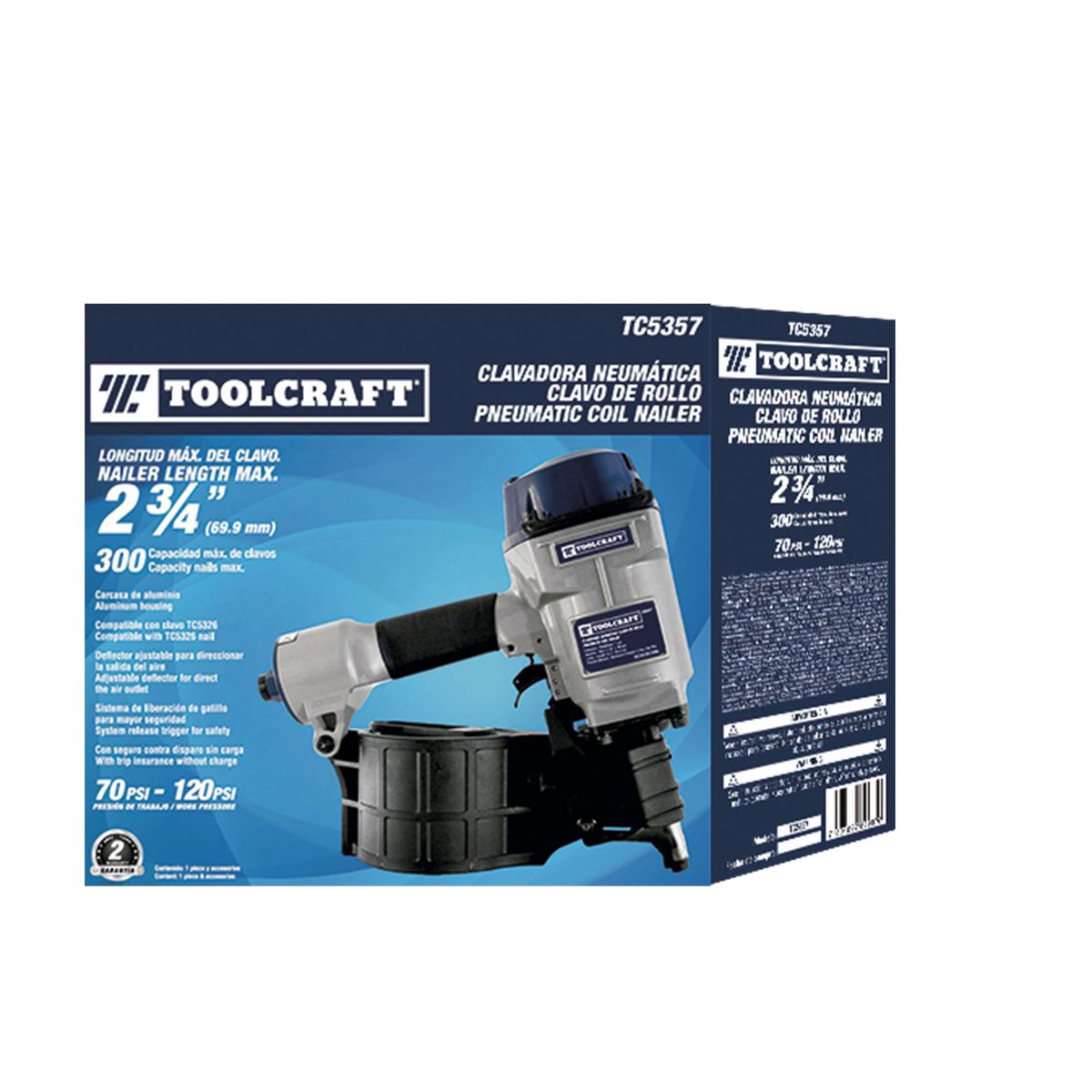 TOOLCRAFT - Clavadora Neumática Para Clavos En Rollo Toolcraft De 2.5 Mm
