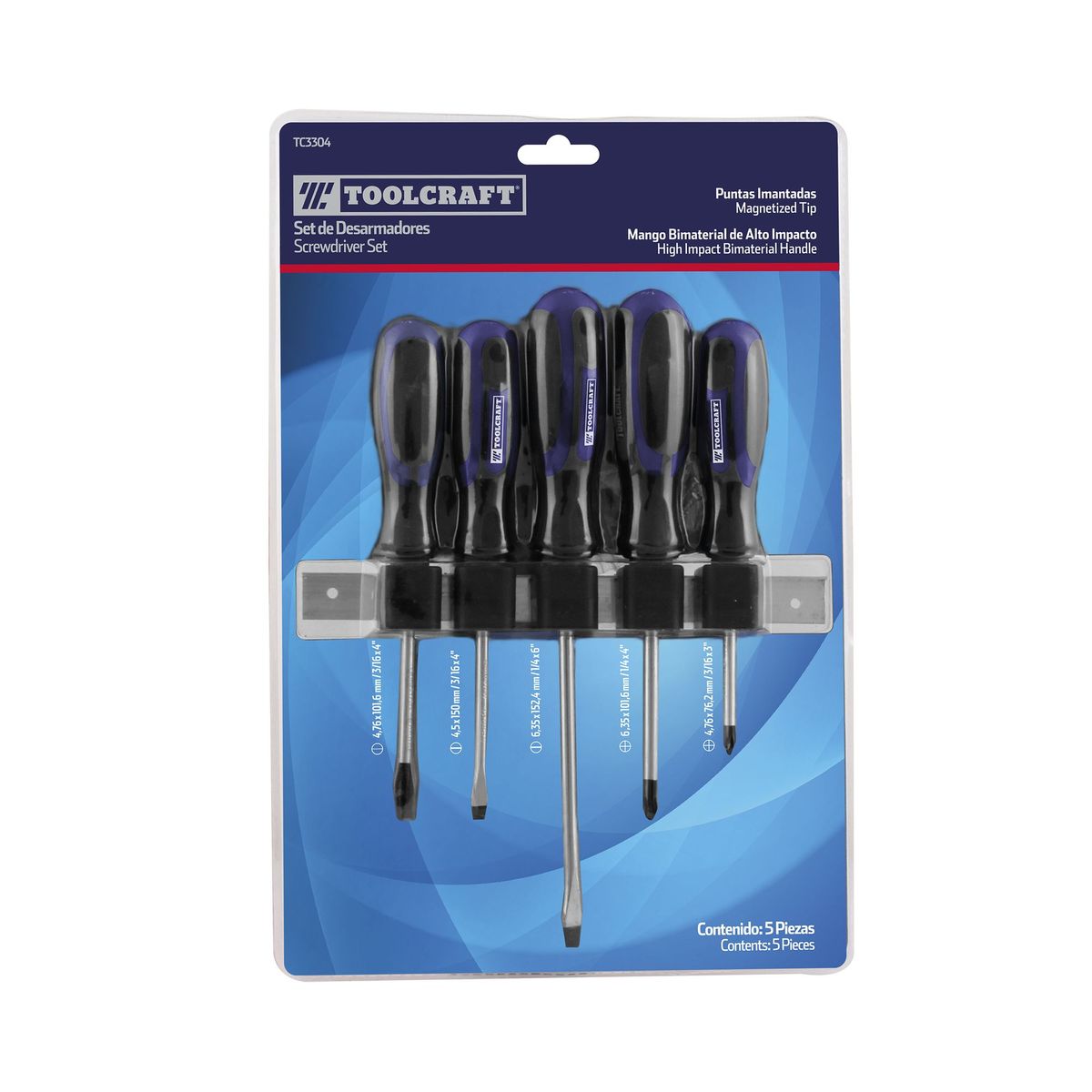TOOLCRAFT - Juego De 5 Destornilladores Toolcraft Mango Bimaterial