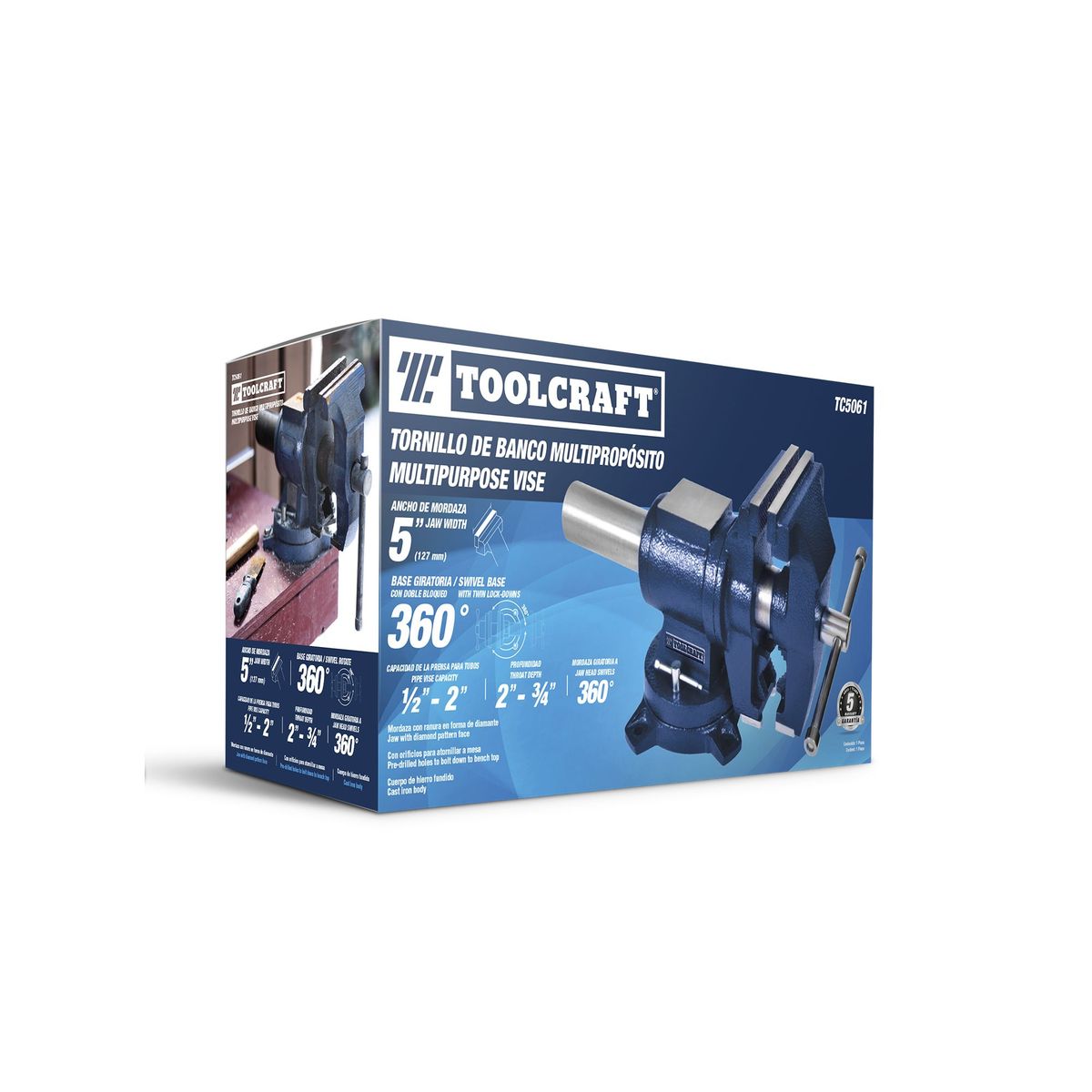 TOOLCRAFT - Prensa De Banco Multipropósito 5" Toolcraft Hierro Fundido