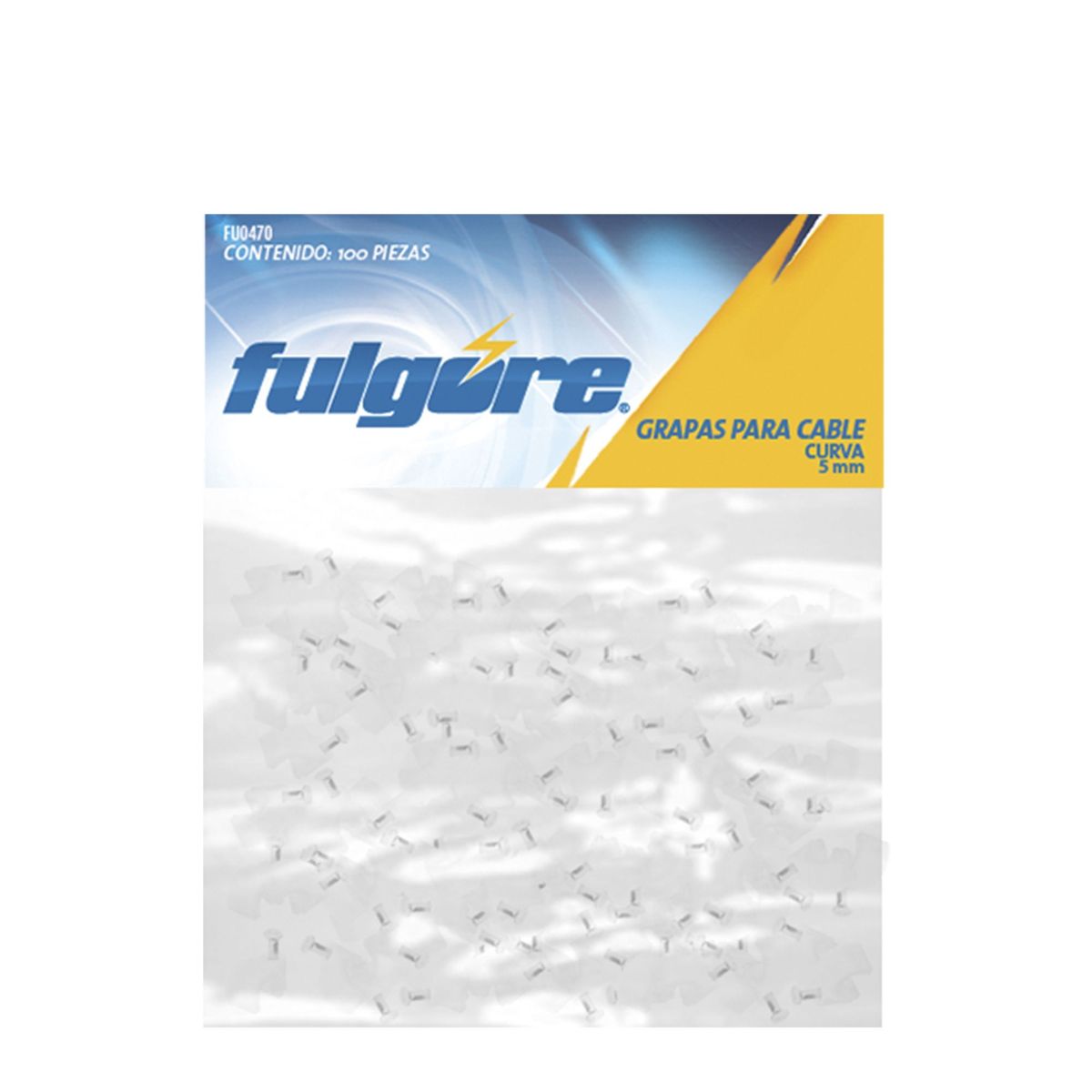 FULGORE - 100 Grapas Para Cable Curvo 5 Mm Fulgore Blanco Con Clavo