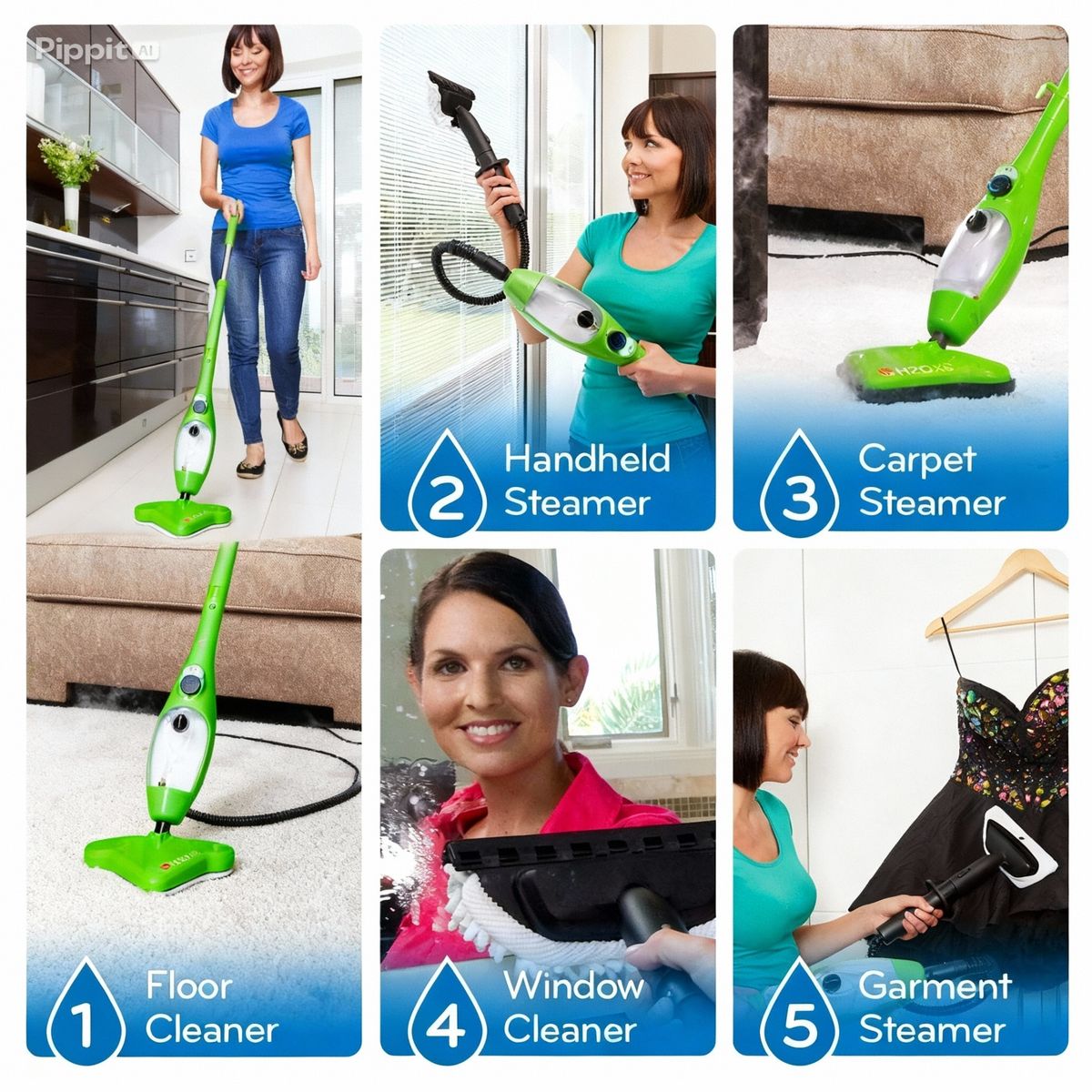 GENERICO - Maquina limpieza vapor mop x 5 h2o desinfecta