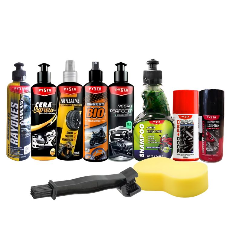 GENERICO - Kit Limpieza Mantenimiento Moto Super Promoción + Espuma