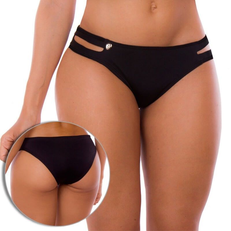 PRAIE - Panty de Vestido de Baño PRAIE 1232B Negro Aberturas Descaderado