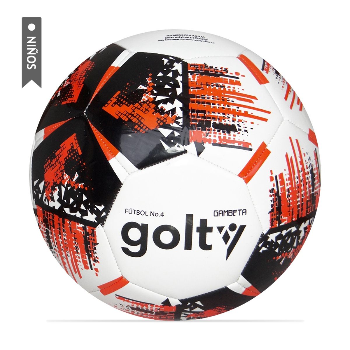 GOLTY - Balón Fútbol Golty Fundamentación Gambeta Niños No.4-Blanco