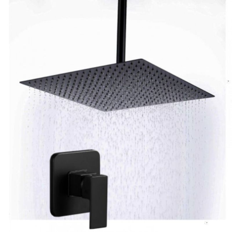 GENERICO - Mezclador Ducha Negro Quadratto + Ducha 25 Cm + Tubo