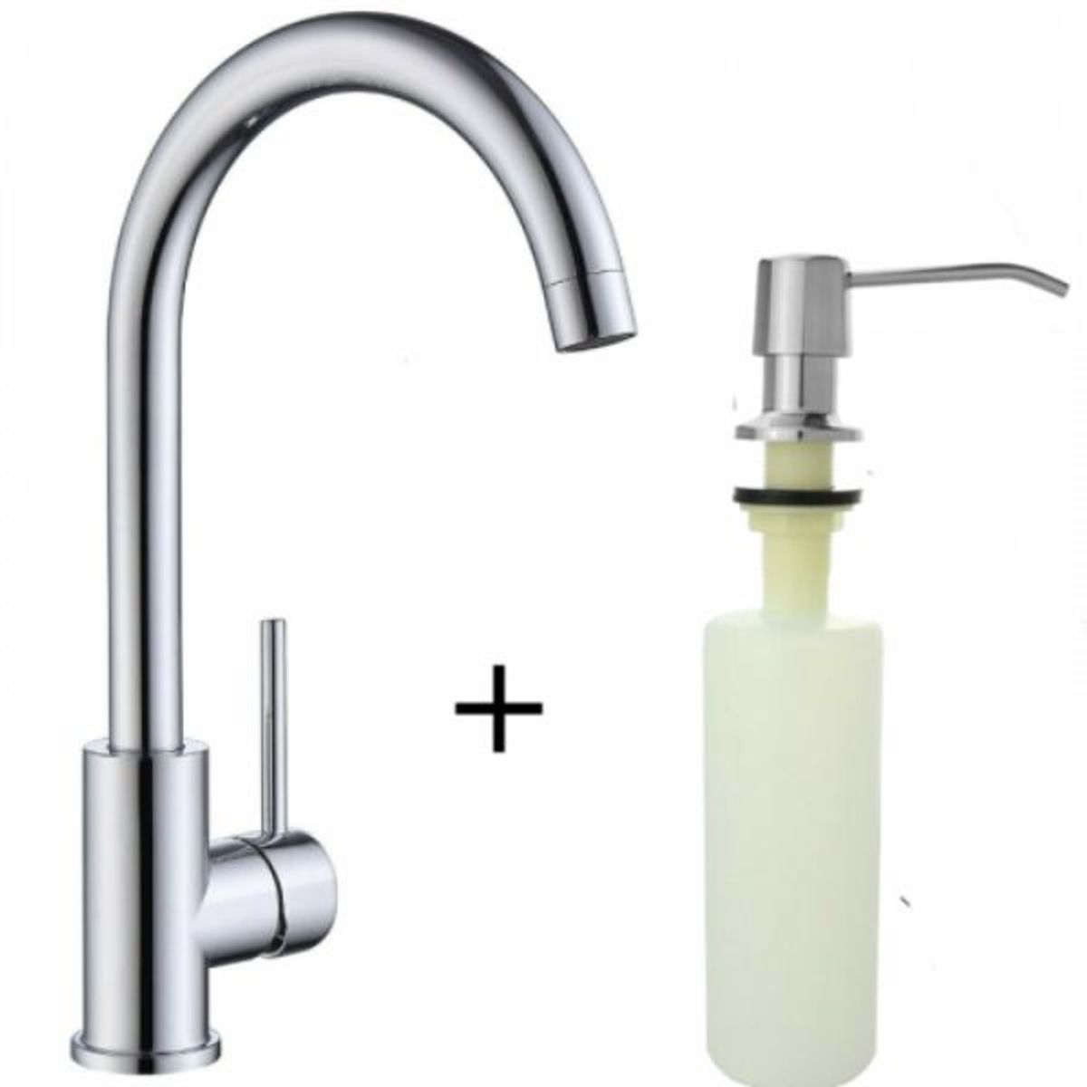 GENERICO - Griferia Cromo Lavaplatos Mezclador -Dispensador Jabón 500 Ml