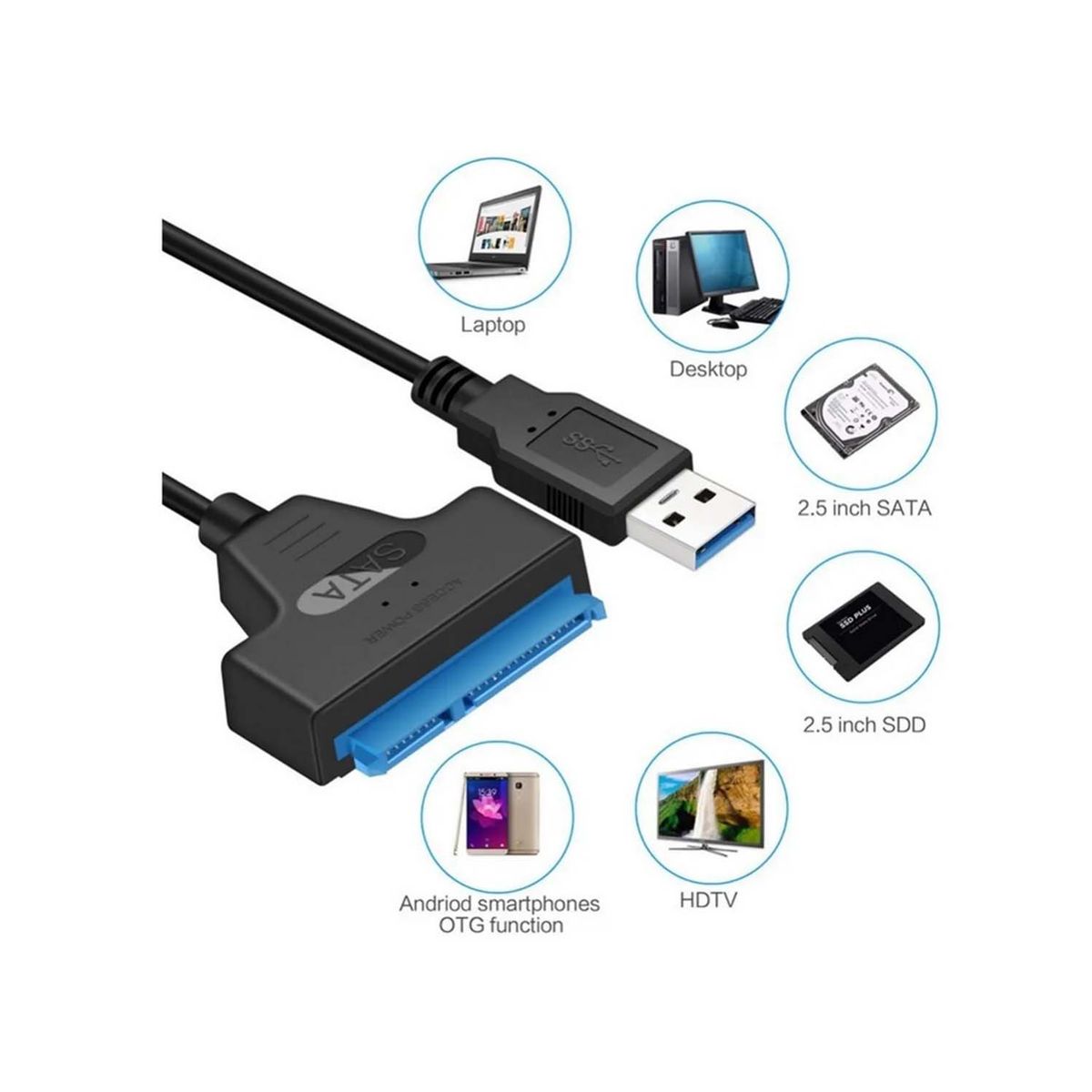 GENERICO - Cable Adaptador Disco Duro 2.5'' Hdd/ssd Sata A Usb 3.0
