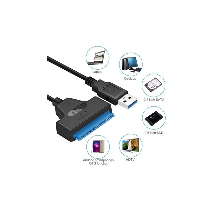GENERICO - Cable Adaptador Disco Duro 2.5'' Hdd/ssd Sata A Usb 3.0