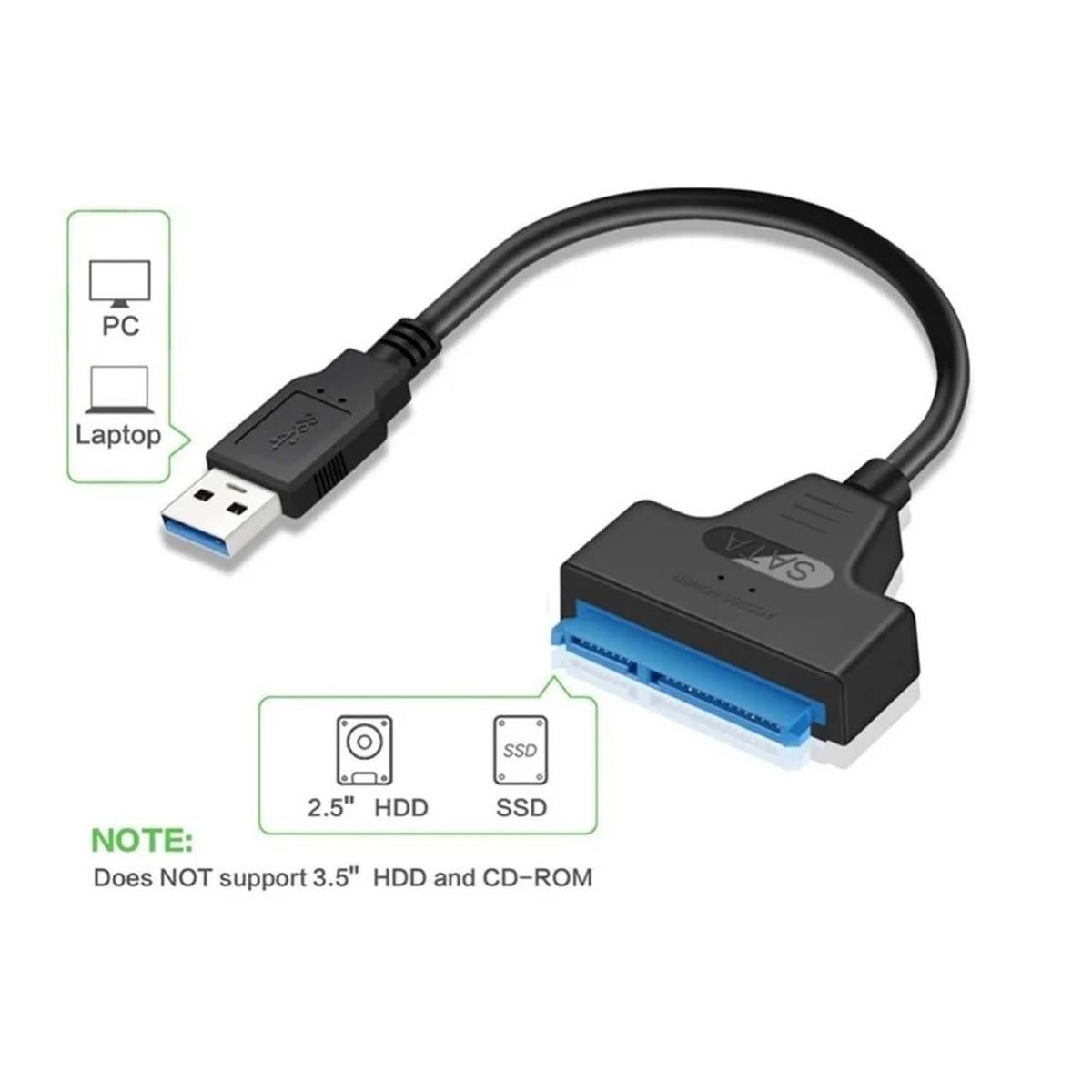 GENERICO - Cable Adaptador Disco Duro 2.5'' Hdd/ssd Sata A Usb 3.0