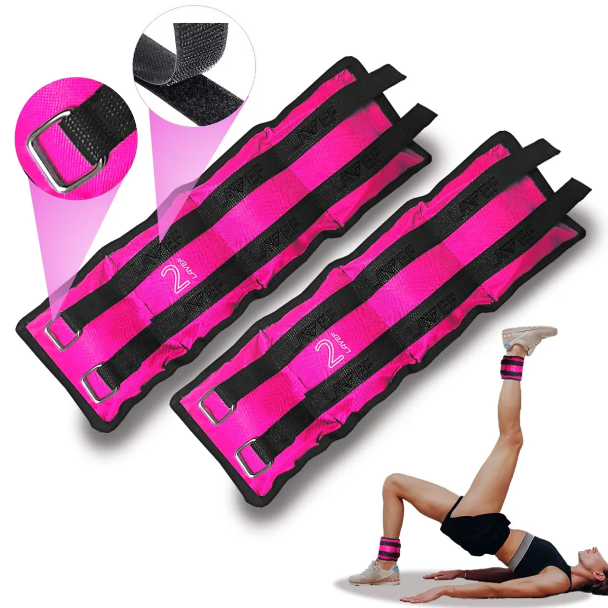 LAVEF - Pesas Tobilleras Basicas Kit 2k 4lbs el par FUCSIA