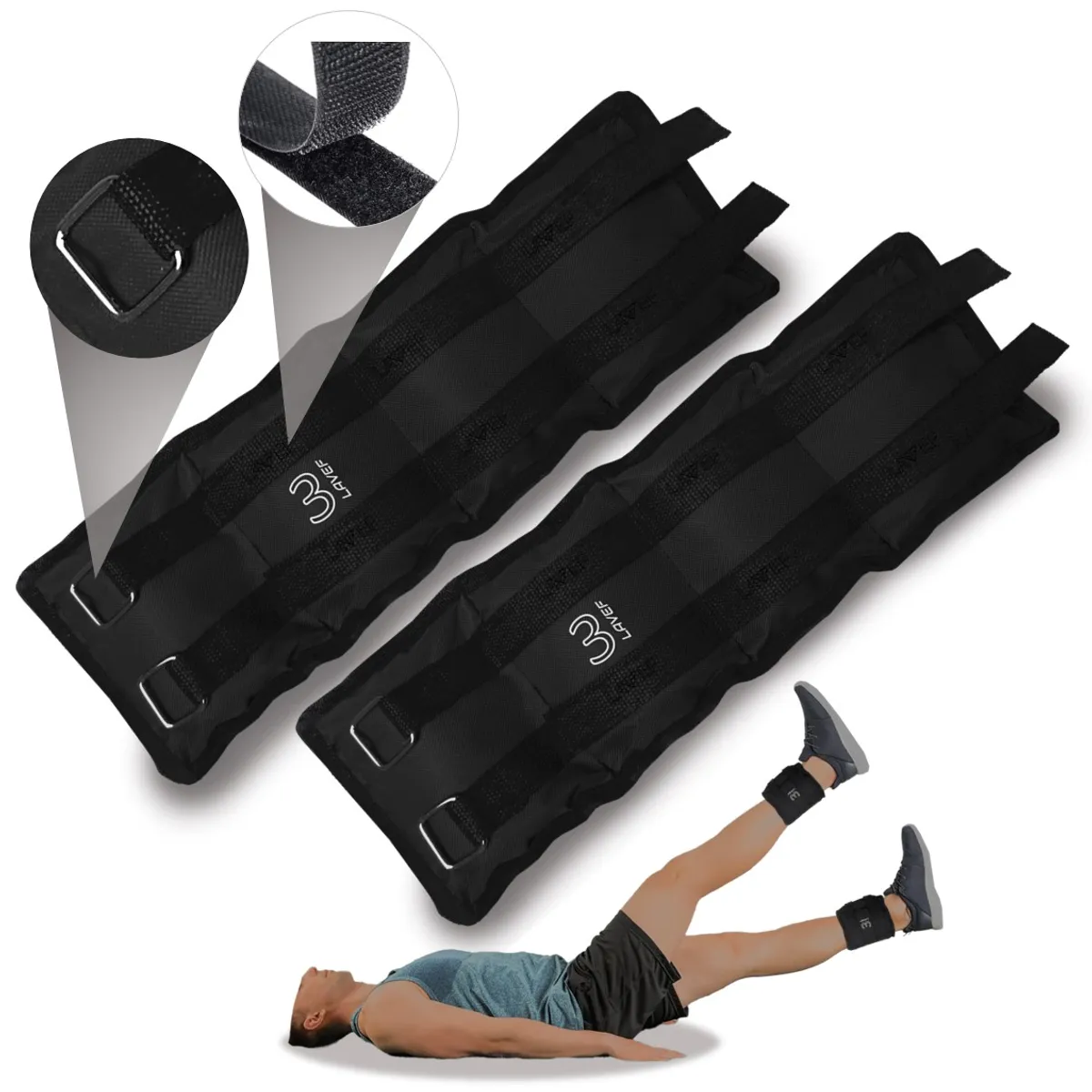 LAVEF - Pesas Tobilleras Basicas Kit 3k 6lbs el par NEGRO