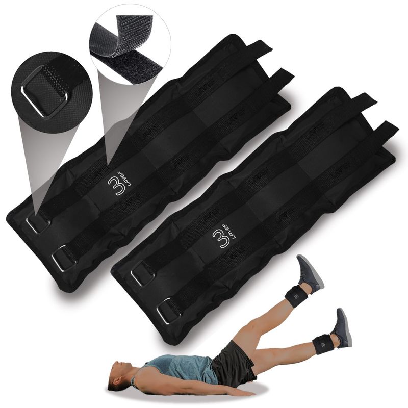 LAVEF - Pesas Tobilleras Basicas Kit 3k 6lbs el par NEGRO