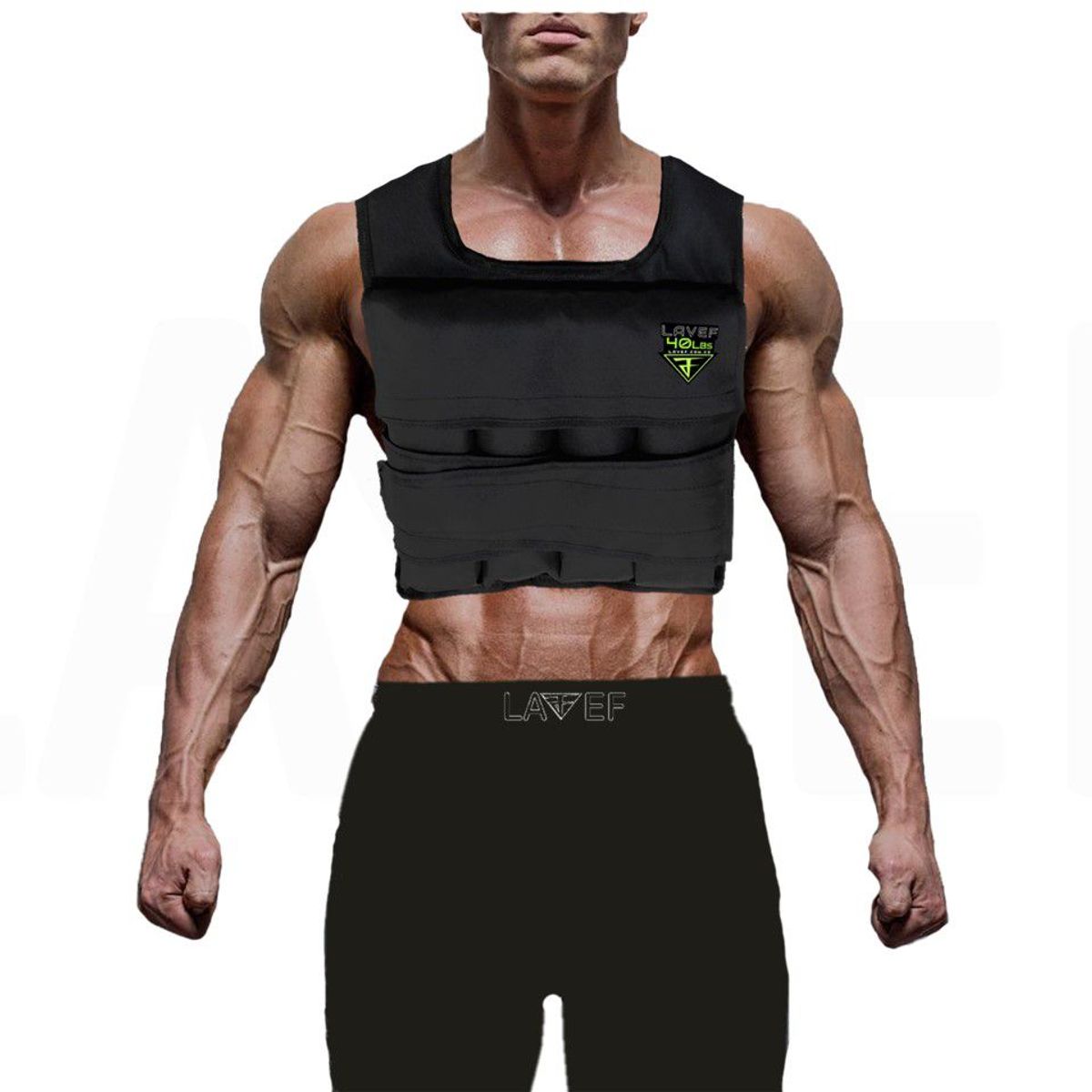 LAVEF - Chaleco De Peso Graduable 40 Lbs Crossfit Running NEGRO