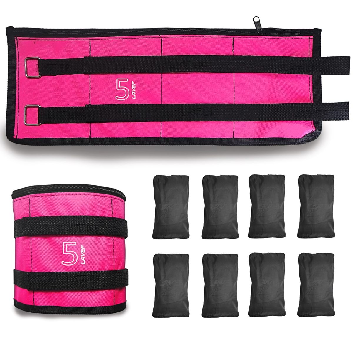 LAVEF - Pesas Tobilleras Graduables Kit 5k10lbs el par FUCSIA