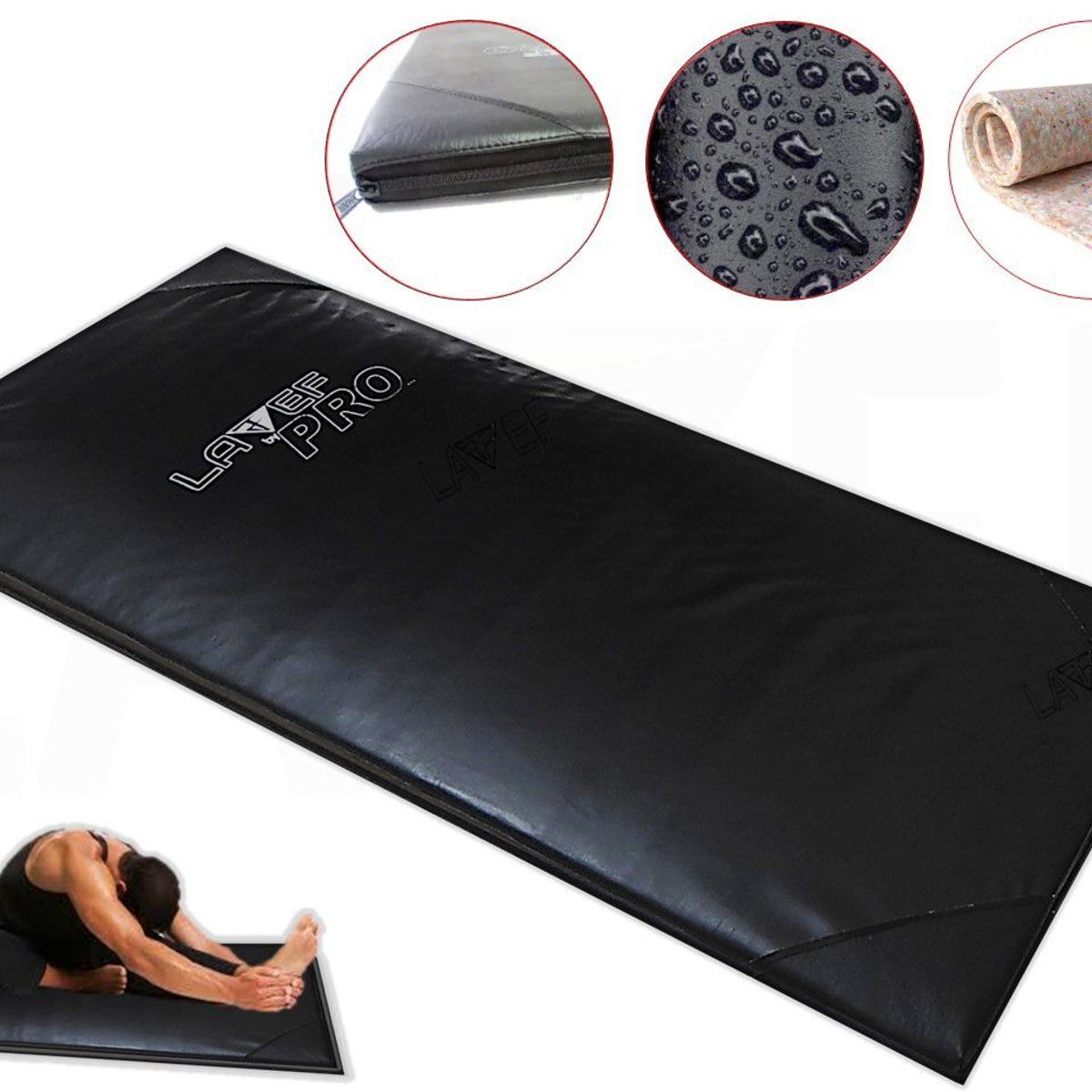 LAVEF - Colchoneta Deportes Pilates Gimnasio Jardines NEGRO