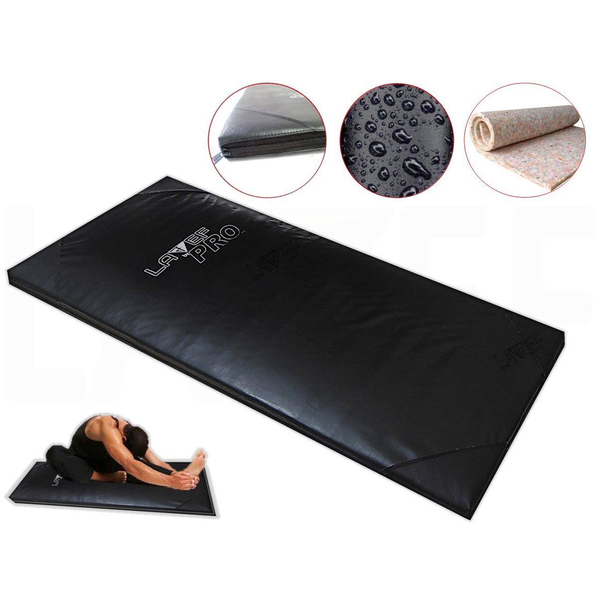 LAVEF - Colchoneta Deportes Pilates Gimnasio Jardines NEGRO