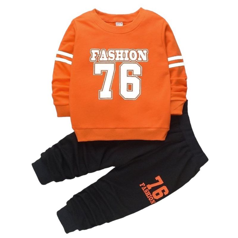 URBAN PLUS - CONJUNTO NIÑO BUZO Y PANTALON 76 NARANJA HUBBLE