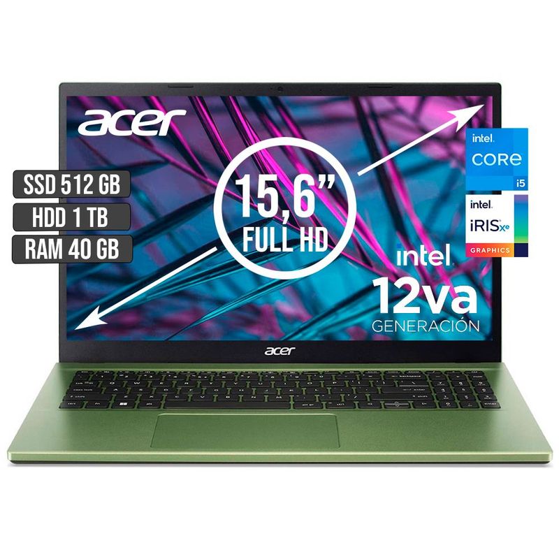 ACER - Portátil Acer Aspire Intel Core I5 40GB RAM 512GB SSD + 1TB HDD 15.6"