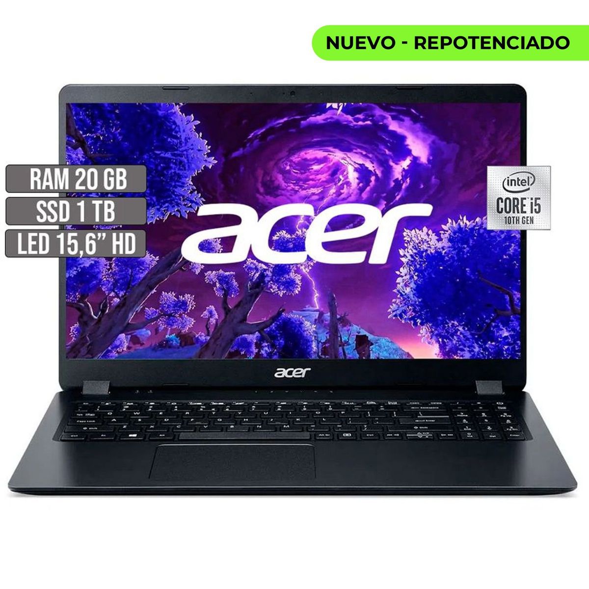 ACER - PORTATIL ACER ASPIRE 3 INTEL CORE i5-1035G1 SSD 1TB RAM 20GB LED 15,6 HD