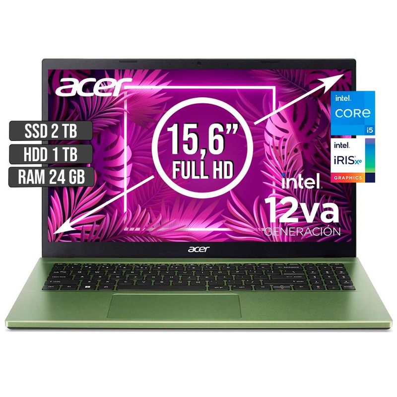 ACER - PORTATIL ACER ASPIRE INTEL CORE I5-1235U SSD 2TB + HDD 1TB RAM 24GB LED 15,6 FHD