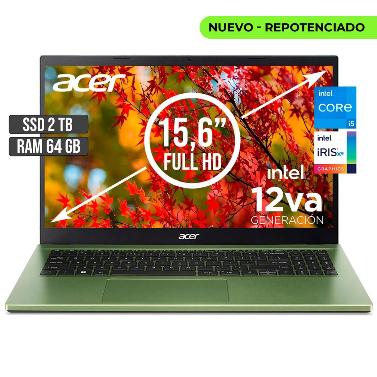 ACER - PORTATIL ACER ASPIRE INTEL CORE I5-1235U SSD 2TB RAM 64GB LED 15,6 FHD