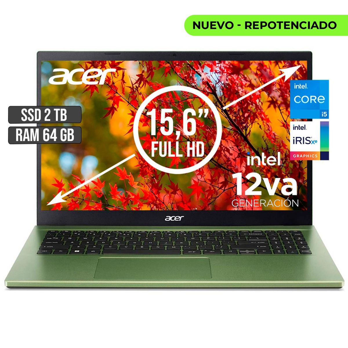 ACER - PORTATIL ACER ASPIRE INTEL CORE I5-1235U SSD 2TB RAM 64GB LED 15,6 FHD