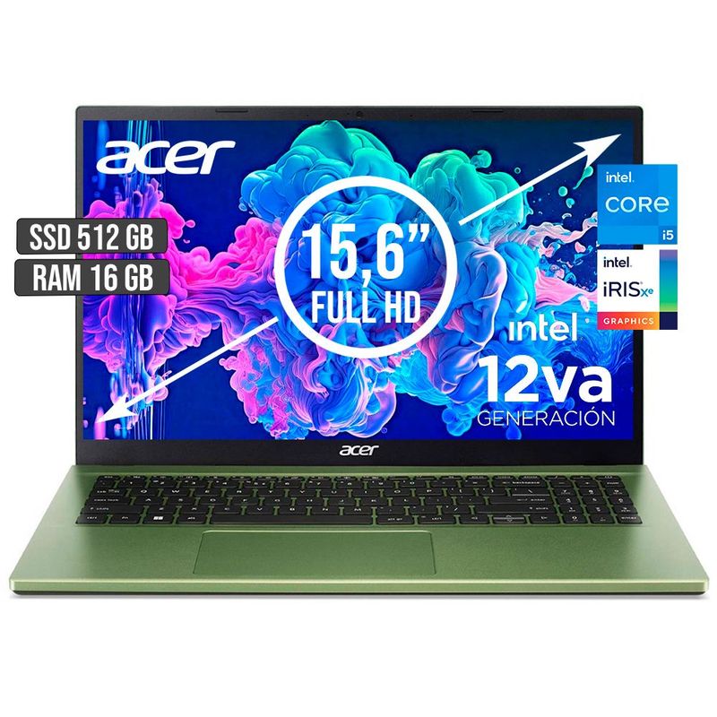 ACER - PORTATIL ACER ASPIRE INTEL CORE I5-1235U SSD 512GB RAM 16GB LED 15,6 FHD