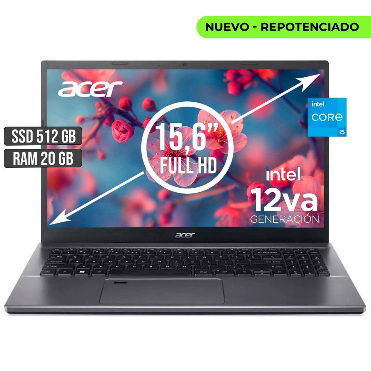 ACER - PORTATIL ACER INTEL CORE I5-12450H SSD 512GB RAM 20GB LED 15,6 FULL HD