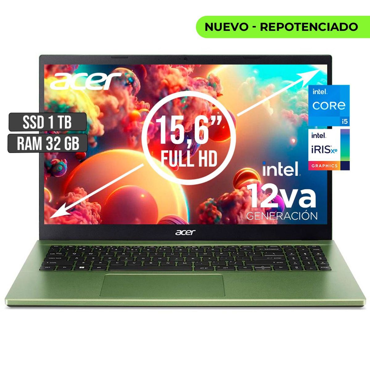 ACER - PORTATIL ACER ASPIRE INTEL CORE I5-1235U SSD 1TB RAM 32GB LED 15,6 FHD