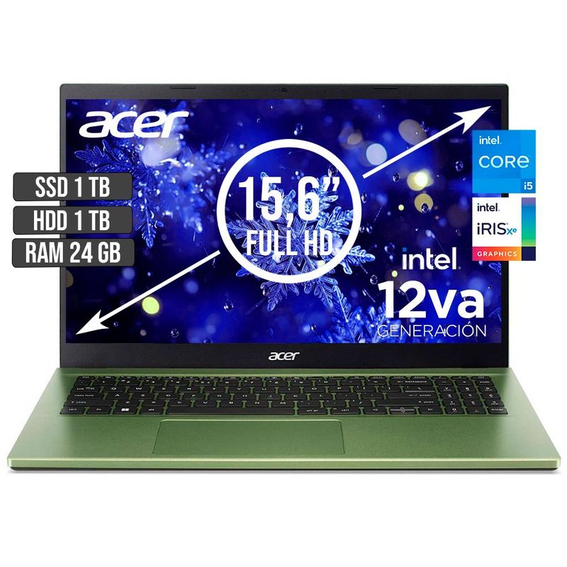 ACER - PORTATIL ACER ASPIRE INTEL CORE I5-1235U SSD 1TB + HDD 1TB RAM 24GB LED 15,6 FHD