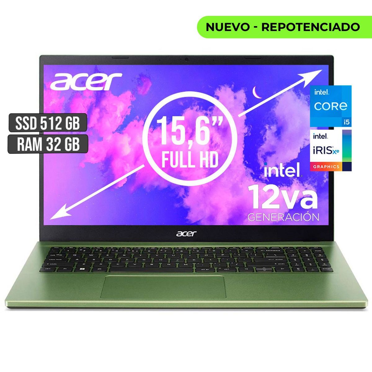 ACER - PORTATIL ACER ASPIRE INTEL CORE I5-1235U SSD 512GB RAM 32GB LED 15,6 FHD