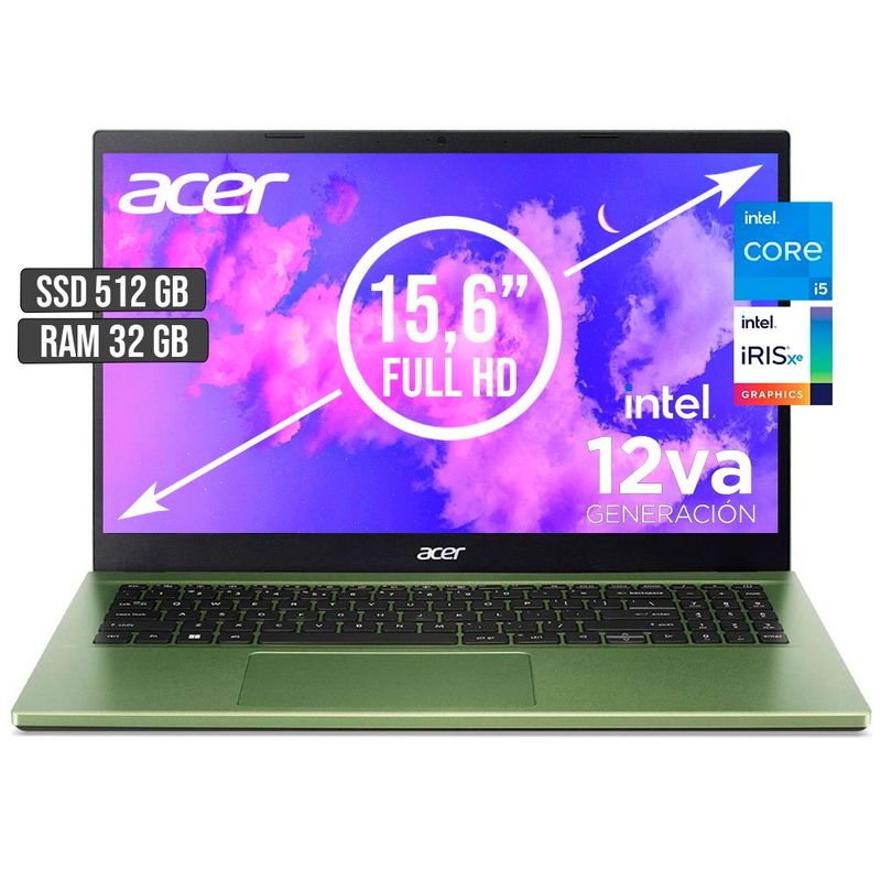 ACER - PORTATIL ACER ASPIRE INTEL CORE I5-1235U SSD 512GB RAM 32GB LED 15,6 FHD