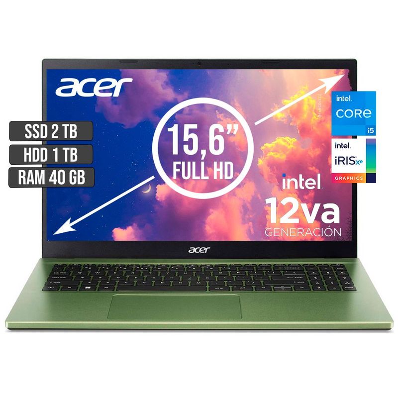 ACER - PORTATIL ACER ASPIRE INTEL CORE I5-1235U SSD 2TB + HDD 1TB RAM 40GB LED 15,6 FHD