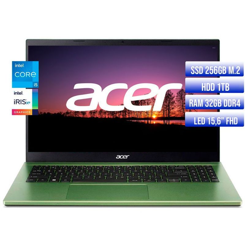 ACER - PORTATIL ACER ASPIRE INTEL CORE I5-1235U SSD 256GB + HDD 1TB RAM 32GB LED 15,6 FHD