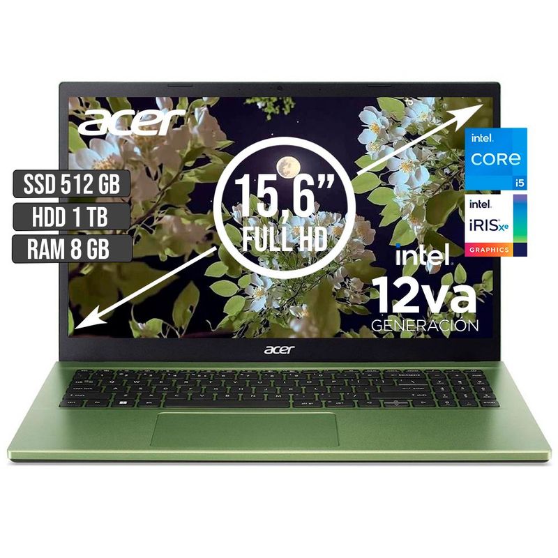 ACER - PORTATIL ACER ASPIRE INTEL CORE I5-1235U SSD 512GB + HDD 1TB RAM 8GB LED 15,6 FHD