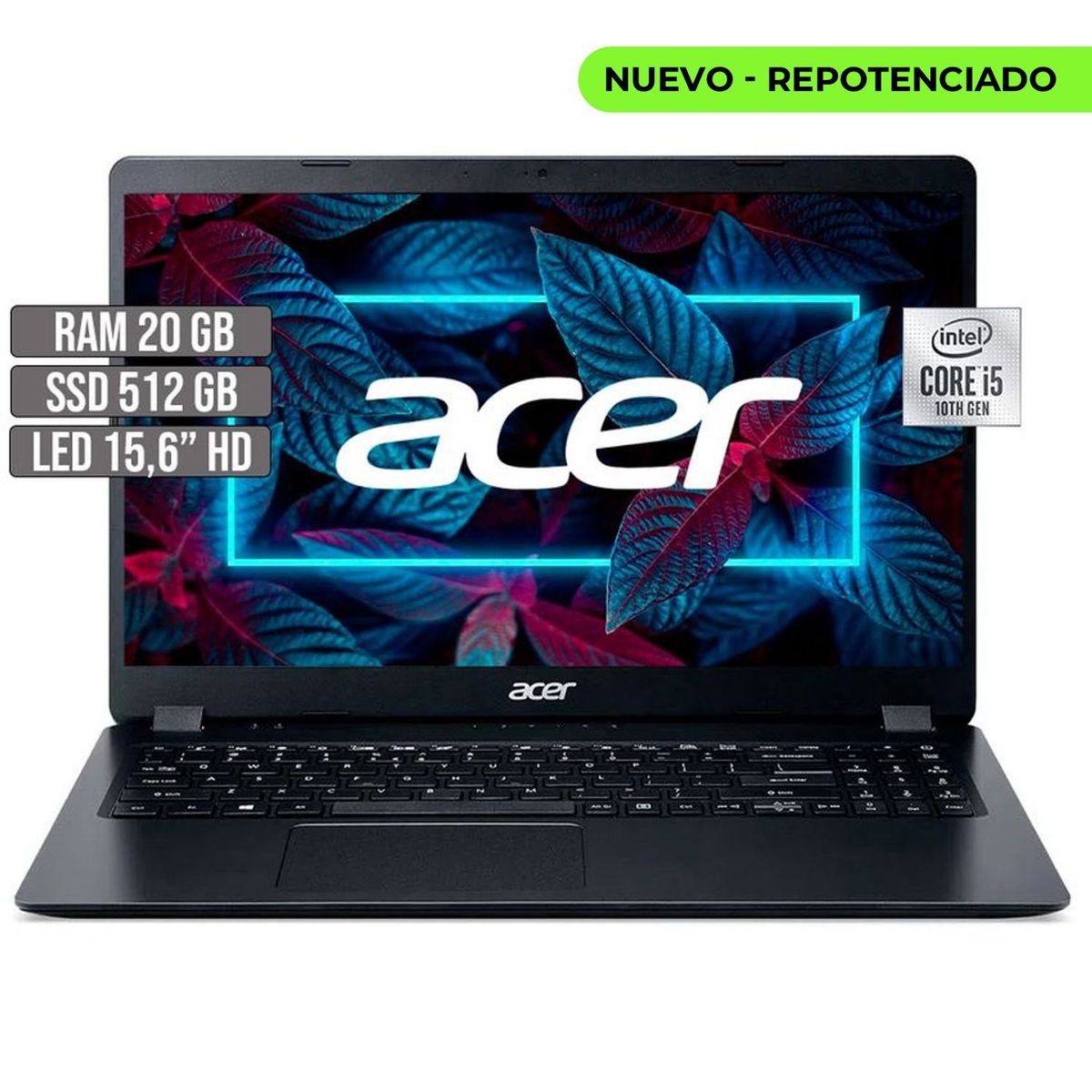 ACER - PORTATIL ACER ASPIRE 3 INTEL CORE i5-1035G1 SSD 512GB RAM 20GB LED 15,6 HD