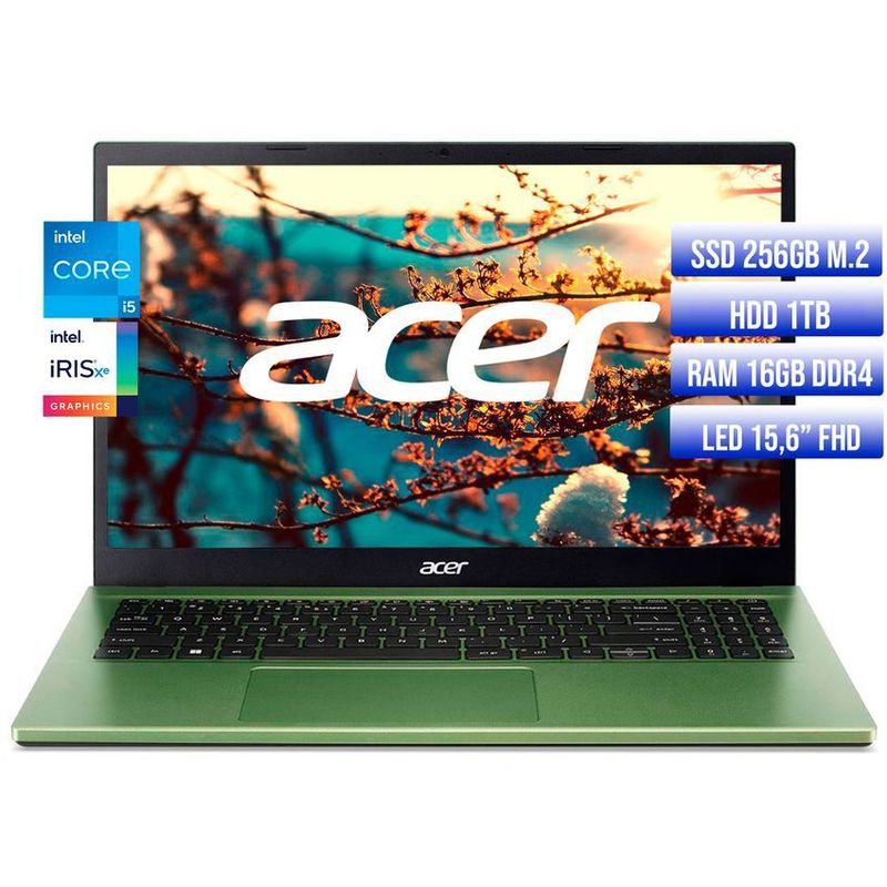 ACER - Portátil Acer Aspire Intel Core i5-1235U 16GB RAM 256GB SSD + 1TB HDD 15.6" FHD