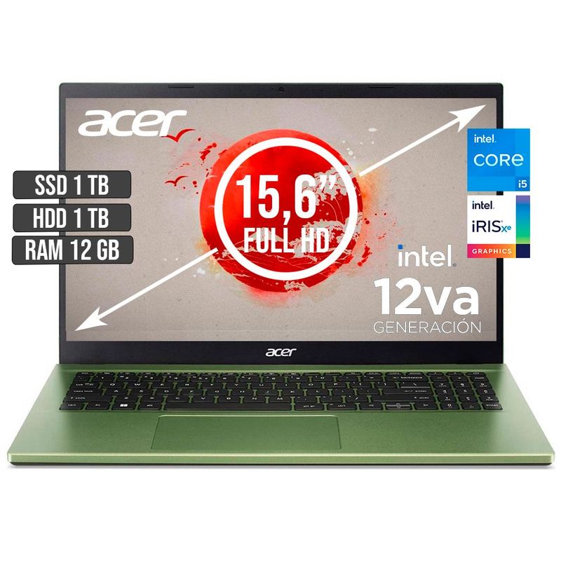 ACER - PORTATIL ACER ASPIRE INTEL CORE I5-1235U SSD 1TB + HDD 1TB RAM 12GB LED 15,6 FHD