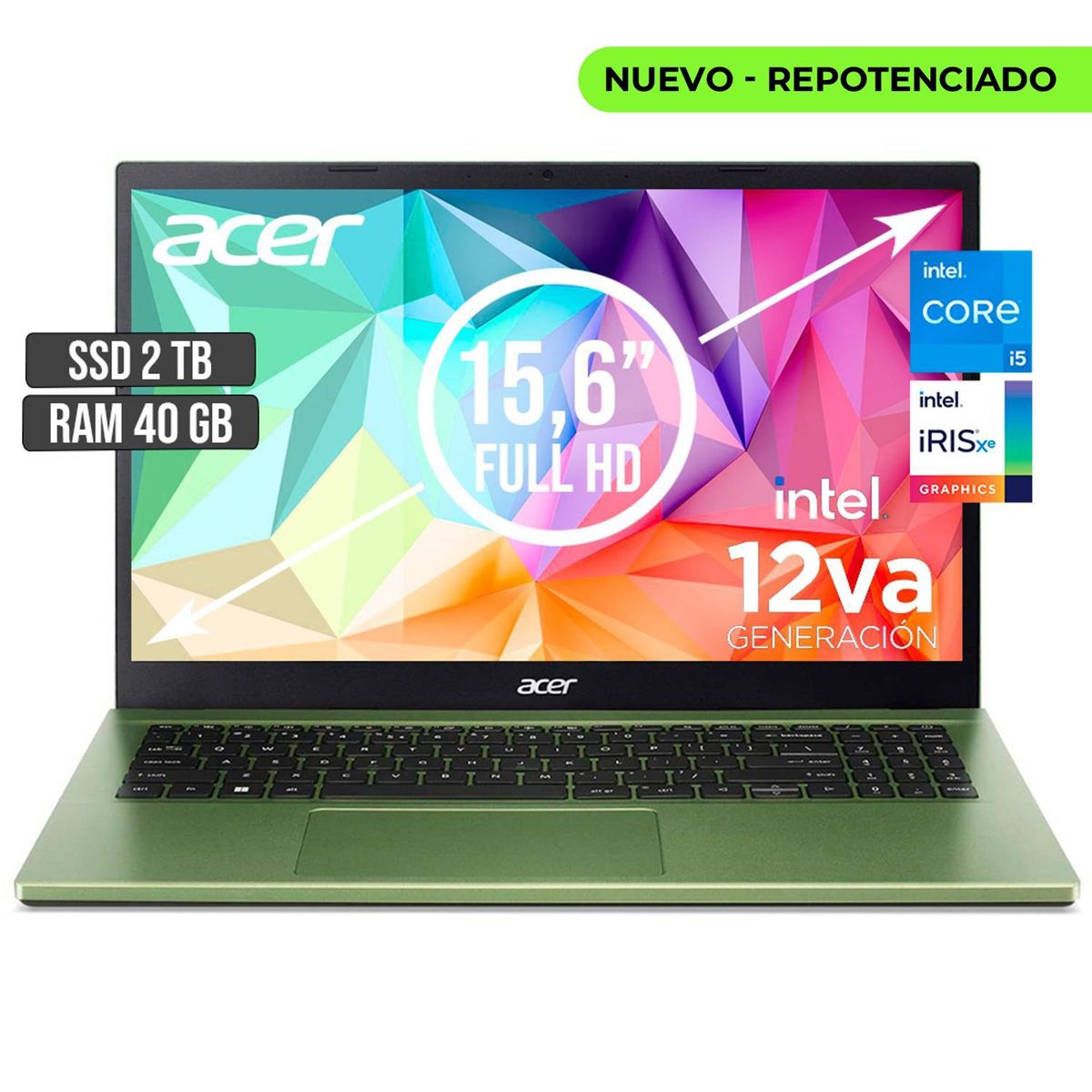 ACER - PORTATIL ACER ASPIRE INTEL CORE I5-1235U SSD 2TB RAM 40GB LED 15,6 FHD