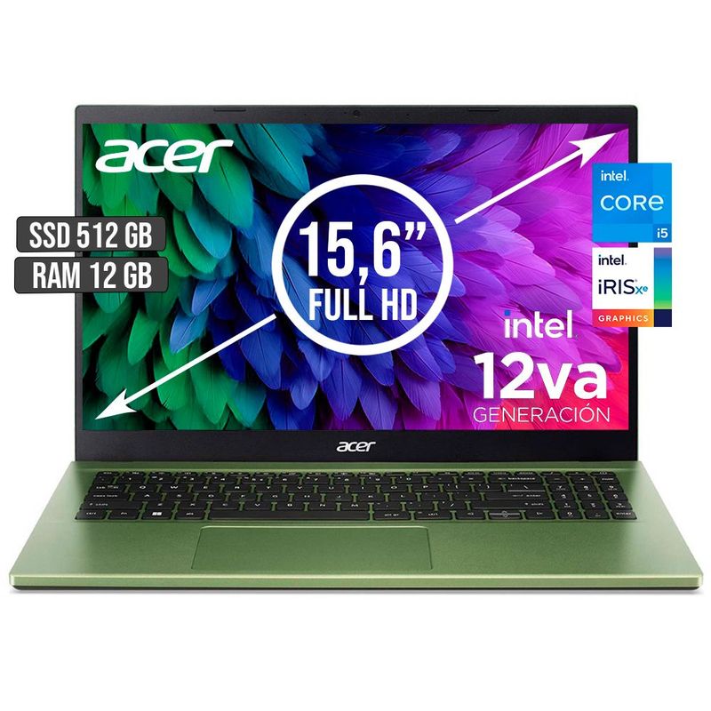ACER - PORTATIL ACER ASPIRE INTEL CORE I5-1235U SSD 512GB RAM 12GB LED 15,6 FHD